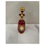 Bohemian Ruby Red Decanter Set with 6 Stem Glasses and 6 Cordials