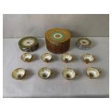 Set of 24K Gold Gilded Cups with Plates, Made in Czechoslovakia