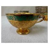 Set of 24K Gold Gilded Cups with Plates, Made in Czechoslovakia