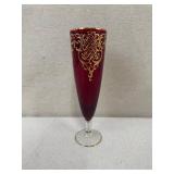 Set of 4 Hand-Painted Colored Champagne Flutes with Gold Accents