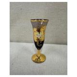 Set of 5 Gold Trim Floral Champagne Flutes