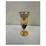 Set of 5 Gold Trim Floral Champagne Flutes