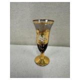 Set of 5 Gold Trim Floral Champagne Flutes