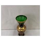 Vintage Hand-Painted Green and Gold Porcelain Vase with Classical Scene