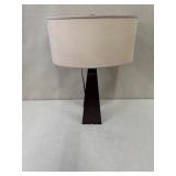 Modern Table Lamp with Brown Geometric Base and Cream Shade