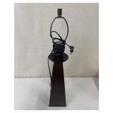 Modern Table Lamp with Brown Geometric Base and Cream Shade