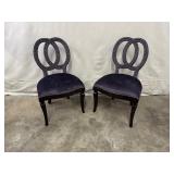 Pair of Upholstered Side Chairs with Double Oval Backs and Nailhead Trim