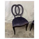 Pair of Upholstered Side Chairs with Double Oval Backs and Nailhead Trim
