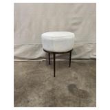 Studio A Home Modern Upholstered White Round Stool with Metal Legs