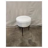 Studio A Home Modern Upholstered White Round Stool with Metal Legs