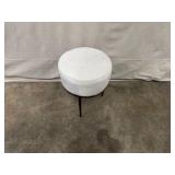 Studio A Home Modern Upholstered White Round Stool with Metal Legs