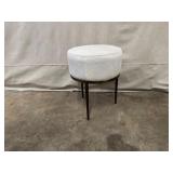 Studio A Home Modern Upholstered White Round Stool with Metal Legs