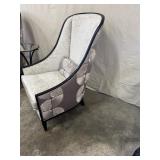 Pair of High-Back Upholstered Accent Chairs with Side Table