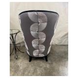 Pair of High-Back Upholstered Accent Chairs with Side Table