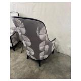 Pair of High-Back Upholstered Accent Chairs with Side Table