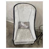 Pair of High-Back Upholstered Accent Chairs with Side Table