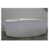 Century Curved White Upholstered Sofa with Three Cushions