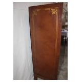 Vintage Asian-Style Wood Cabinet with Gilt Scenic Design