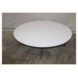 Modern Round Coffee Table with White Stone Top and Gold Metal Base