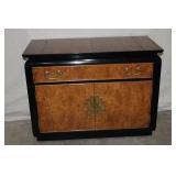 Mid-Century Modern Wood Sideboard Buffet with Brass Hardware