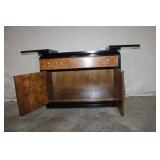 Mid-Century Modern Wood Sideboard Buffet with Brass Hardware