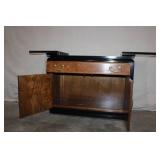 Mid-Century Modern Wood Sideboard Buffet with Brass Hardware