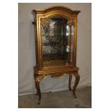 Antique Gilded Glass Display Cabinet with Ornate Detailing
