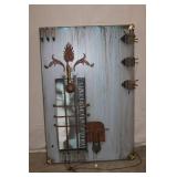 Industrial Mixed Media Wall Art Panel with Mechanical Elements and Lighting