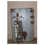 Industrial Mixed Media Wall Art Panel with Mechanical Elements and Lighting