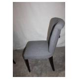 Round Metal Dining Table with 6 Upholstered Gray Chairs