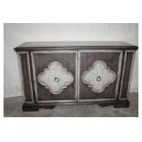 Distressed Two-Door Wood Sideboard Cabinet with Shelves