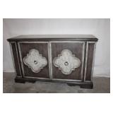 Distressed Two-Door Wood Sideboard Cabinet with Shelves
