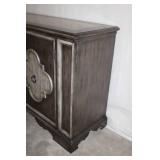 Distressed Two-Door Wood Sideboard Cabinet with Shelves