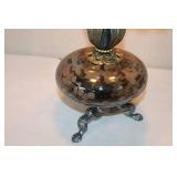 Vintage Art Deco Glass and Metal Table Lamp with Crystal Accents