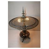 Vintage Art Deco Glass and Metal Table Lamp with Crystal Accents