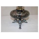 Vintage Art Deco Glass and Metal Table Lamp with Crystal Accents