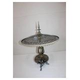Vintage Art Deco Glass and Metal Table Lamp with Crystal Accents