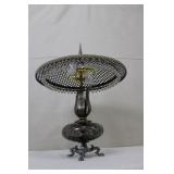 Vintage Art Deco Glass and Metal Table Lamp with Crystal Accents