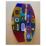 Signed Galazzo 2005 Multicolor Fused Art Glass Bowl