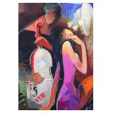 Original oil painting by Irene Sherri Abstract Art Print with Musical Motif