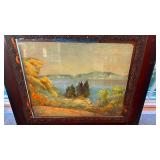 Framed Landscape Painting Unsigned 16x13 with Ornate 23.5x20.5 Frame