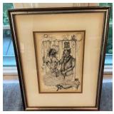 Framed Pen and Ink Drawing Signed by Artist 1976, 12.5 x 16 in