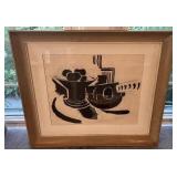 Framed Abstract Artwork Signed G. Braque 27.5 x 24 in