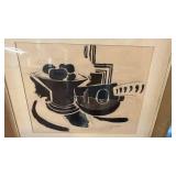 Framed Abstract Artwork Signed G. Braque 27.5 x 24 in