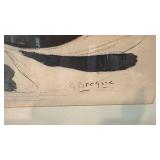 Framed Abstract Artwork Signed G. Braque 27.5 x 24 in