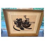 Framed Abstract Artwork Signed G. Braque 27.5 x 24 in