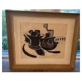 Framed Abstract Artwork Signed G. Braque 27.5 x 24 in