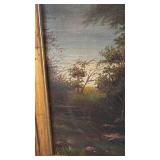 Large Framed Landscape Oil Painting, 43x33 Inches, Unsigned