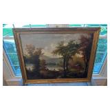Large Framed Landscape Oil Painting, 43x33 Inches, Unsigned