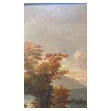 Large Framed Landscape Oil Painting, 43x33 Inches, Unsigned